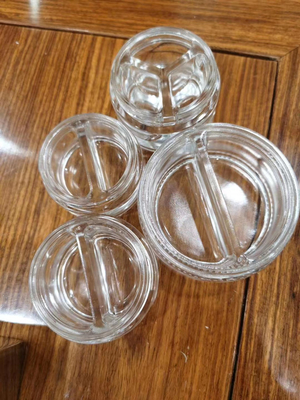 empty skin care cosmetic glass jar with two three separates