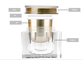 empty 200ml square skin care cosmetic  acrylic jar  with gold cap