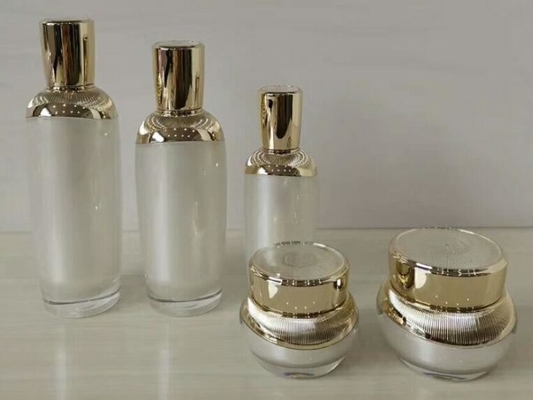 Skincare packaging set for skin care products acrylic jar and bottle set family cosmetic jars and bottles package