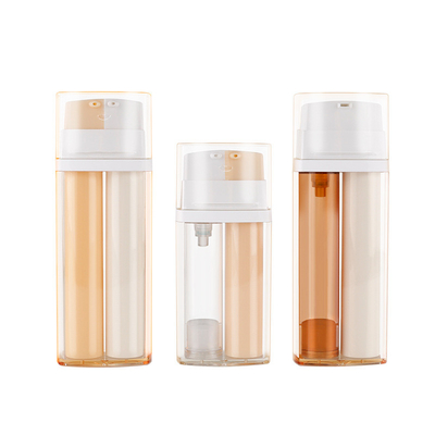 unique 10ml+10ml double pump essence  bottle 15ml+15ml double inner bottle pipe container double wall PETG lotion pump