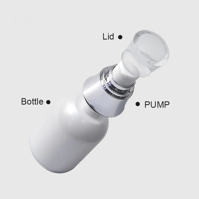 Glossy White Plastic 1OZ  Airless Pump Bottle For Cosmetic Packaging For Skincare Cosmetic Face Serum