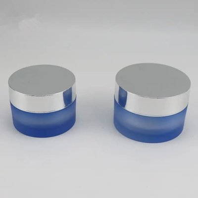 15g Empty blue Plastic Acrylic Cosmetic Eye Face Skin Care Cream Container Jar with shinny Silver Lid Cap