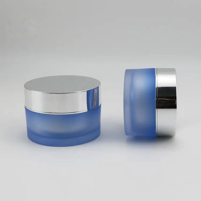 15g Empty blue Plastic Acrylic Cosmetic Eye Face Skin Care Cream Container Jar with shinny Silver Lid Cap