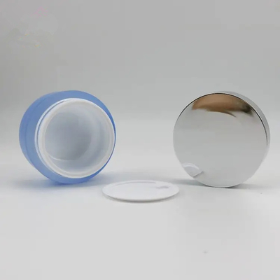 15g Empty blue Plastic Acrylic Cosmetic Eye Face Skin Care Cream Container Jar with shinny Silver Lid Cap