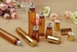 empty amber galss  3ml 5ml  8ml 10ml 15ml cosmetic roll on stainless steel glass bottle with gold  cap