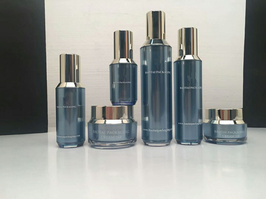 Free Sample  empty 15ml 30ml 50ml 100ml Plastic Acrylic blue Lotion Cream container Cosmetic Skin Care Packaging