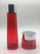Red pet cosmetic bottles packaging set rectangle plastic bottle toner frosted pet bottle aluminum cap