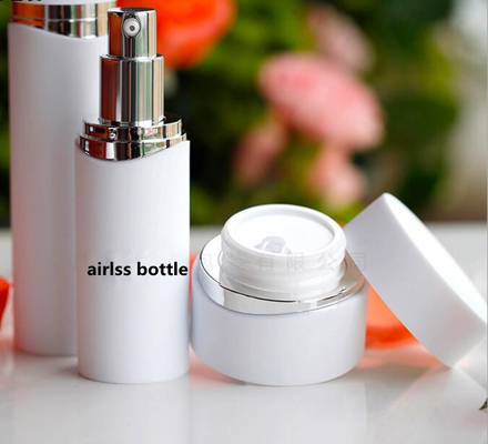 white luxury Skin care packaging 30ml 50ml airless cosmetics bottles and jars set