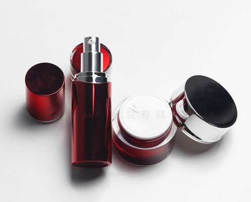 Luxury  red electroplate color personal skin care cosmetic airless bottle jar for eye cream