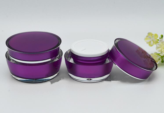 15g 30g 50g custom made acrylic packaging cream containers  purple double wall cosmetic plastic gel build jar