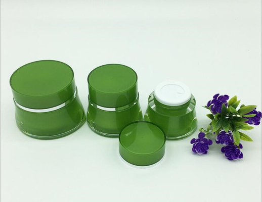 Manufacturer Wholesale fancy empty beauty 15G 30G 50G green color acrylic aluminium cosmetic cream jar