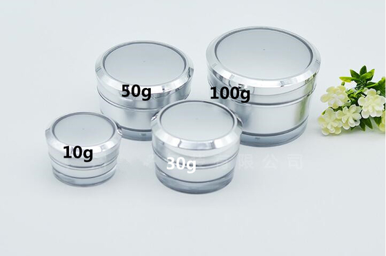 cosmetic acrylic cream jar aluminium shroud jar 30g