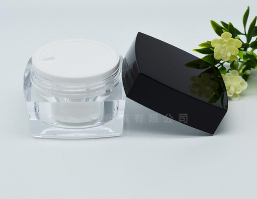 10g 15g  30g 50g black square double wall acrylic cosmetic jar for men's skin care packaging