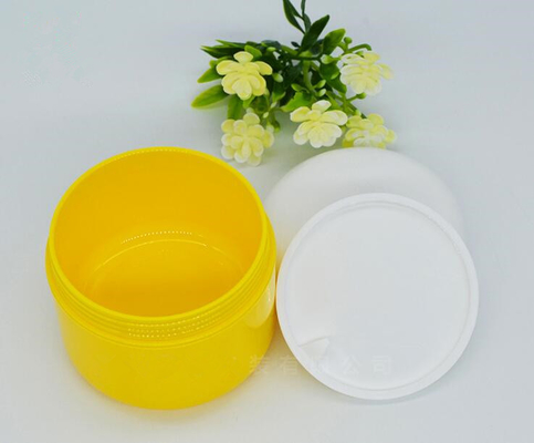 customized color cosmetic containers 250ml plastic PP hair mask cream yellow cosmetic jar