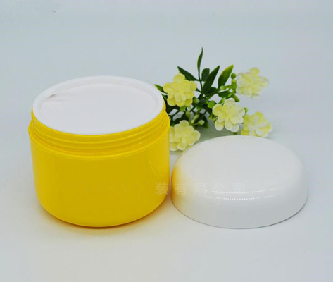 customized color cosmetic containers 250ml plastic PP hair mask cream yellow cosmetic jar