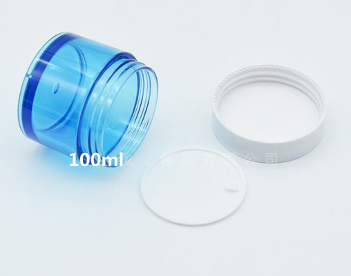 100ml cosmetic packaging clear blue pet plastic cream jar with plastic lid