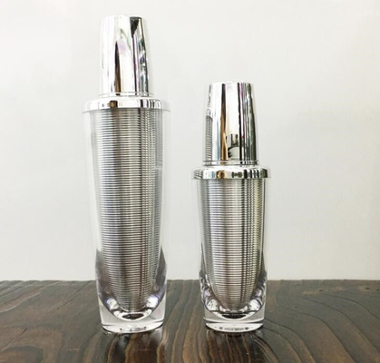 Luxury  silver acrylic cosmetic lotion pump bottle 30ml 60ml cosmetic packaging wholesale