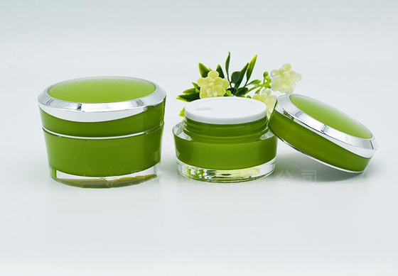 China factory wholesale luxury 5g 15g 30g 50g light green cosmetic acrylic aluminum cream jar