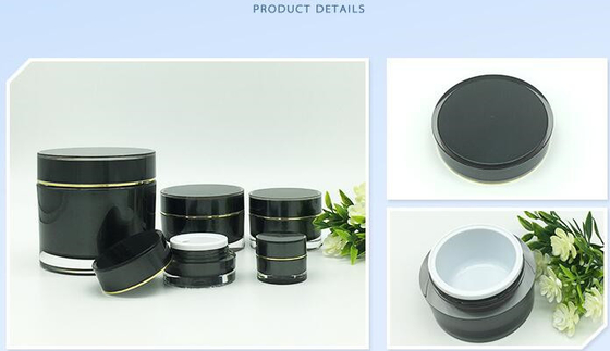 Luxury cosmetic packaging, acrylic face cream jars container and black lotion bottles sets