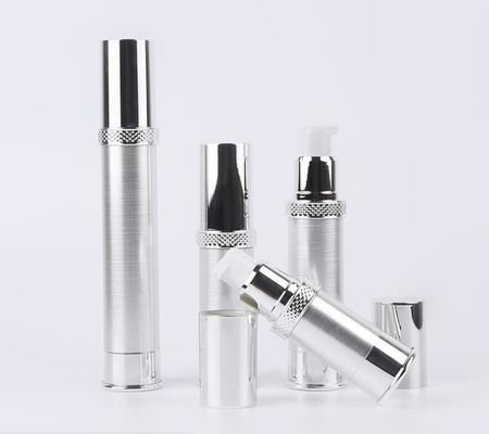 brushed finishing Cosmetic Plastic Acrylic Airless Lotion Pump Bottle With Silver Pump