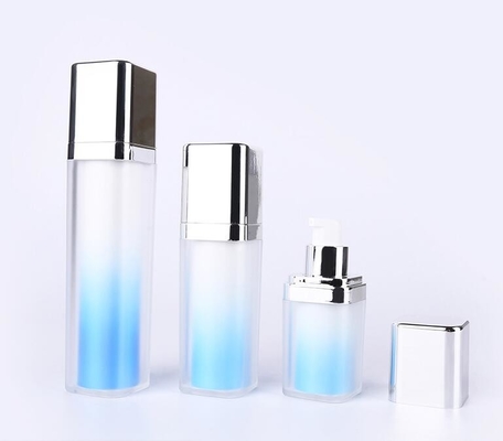 Hot sell custom blue color  double wall square empty 15ml 30ml 50ml cream cosmetic vacuum bottle