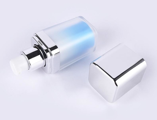 Hot sell custom blue color  double wall square empty 15ml 30ml 50ml cream cosmetic vacuum bottle