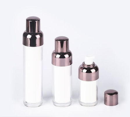 China Supplier Silver Luxury Plastic Cosmetic Bottle, 15ml 30ml 50ml Empty Airless Plastic Serum Pump Dispenser