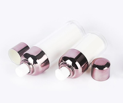 China Supplier Silver Luxury Plastic Cosmetic Bottle, 15ml 30ml 50ml Empty Airless Plastic Serum Pump Dispenser