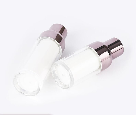 China Supplier Silver Luxury Plastic Cosmetic Bottle, 15ml 30ml 50ml Empty Airless Plastic Serum Pump Dispenser