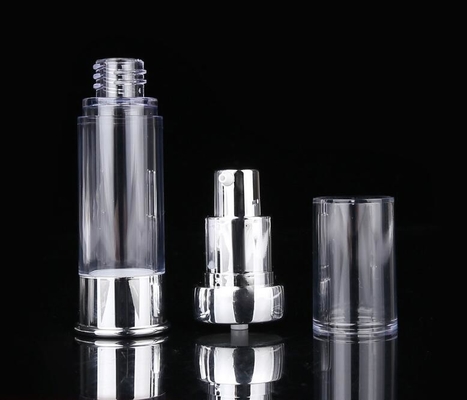 China Supplier Silver Luxury Plastic Cosmetic Bottle 10ml 15ml 20ml 30ml Empty Airless Plastic Serum Pump Dispenser