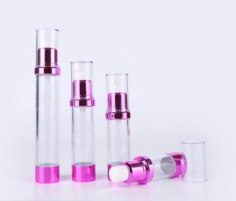 10ml 15ml 20ml 30ml round transparent cosmetic pink UV airless pump bottle