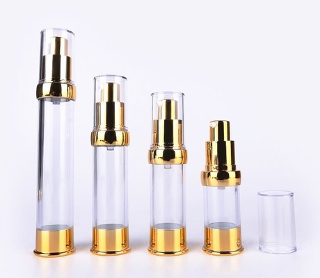 Luxury gold 10ml 20ml 15ml 30ml aluminum cosmetic skincare packaging lotion pump airless bottle