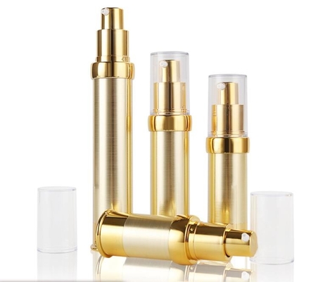 OEM Luxury brushed gold 10ml 15ml 20ml 30ml eye serum Cosmetic  Airless Pump Lotion Bottle Pressed  bottle