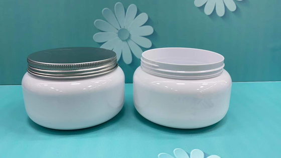 300ml 10oz Cosmetic Facial Mask white Jar PET  Jar with Screw aluminum Cap