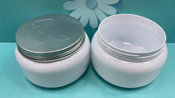 300ml 10oz Cosmetic Facial Mask white Jar PET  Jar with Screw aluminum Cap