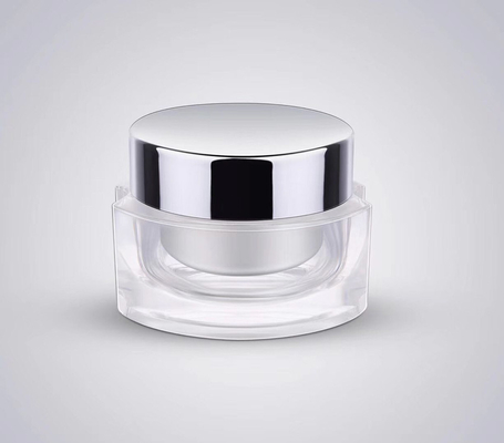 50ml 1.66oz  skincare cosmetic bottles acrylic jar Customized luxury paint shilver silver cap