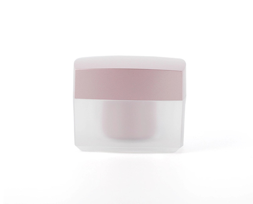 square shape pink lid  acrylic cosmetic packaging bottle set frosted acrylic jar