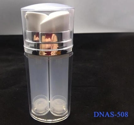 Latest design rectangle shape empty 10ml 20ml 30ml dual chamber AS plastic bottle with airless pump