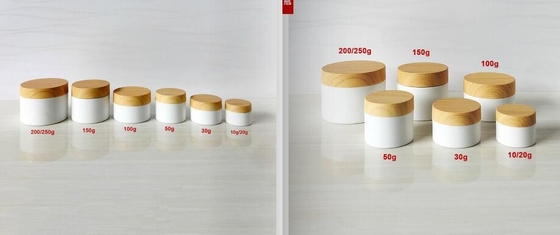 15g 30g 50g 100g 150g 200g 300g empty PP plastic material bamboo appearance water transfer cap cream jar