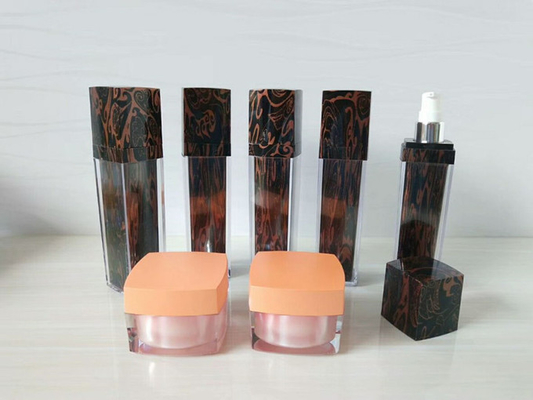 China high quality 15ml 30ml 50ml square acrylic plastic luxury cosmetic lotion pump bottle packaging