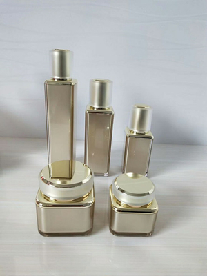 pearl white acrylic square cosmetic packaging bottle and jar set