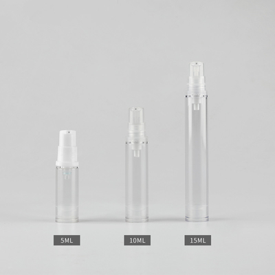 AS clear plastic latex lotion airless bottle with pump 5ml 10ml 15ml for cosmetic packaging