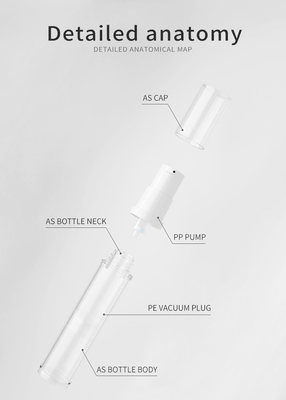 AS clear plastic latex lotion airless bottle with pump 5ml 10ml 15ml for cosmetic packaging