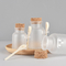 Wholesale Frost ABS Plastic Bath Salt Container Jars with Wood Spoon and Cork Lid 100ml 200ml for Cosmetic Packaging
