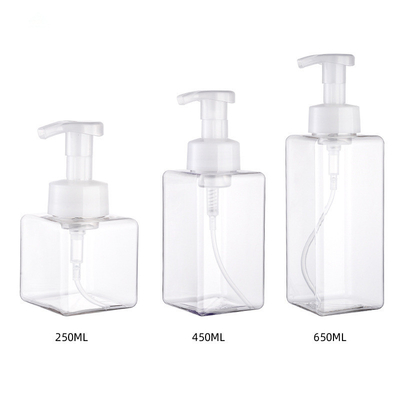 Square shape pump cosmetic package 250ml 450ml 650ml PETG foaming bottle plastic bottle for Skin care