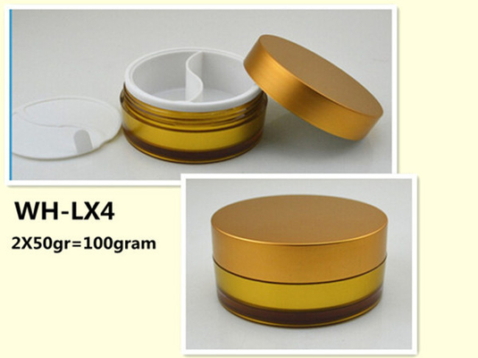 100ml  dual cosmetic  divided jars with 2 compartments
