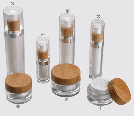 15ml 30ml 60ml 120ml  cosmetic containers Acrylic bottle and wooden cosmetic jar in stock