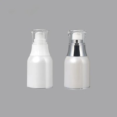 Glossy White Plastic 1OZ  Airless Pump Bottle For Cosmetic Packaging For Skincare Cosmetic Face Serum
