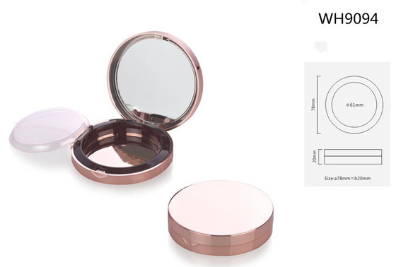 New round luxury gold pressed powder container with mirror