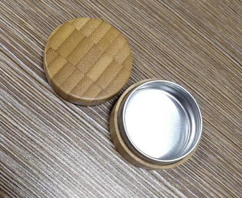 Eco friendly cosmetic container 1oz 30g eye shadow facial hand eye cream tin aluminum inner jar with bamboo shell